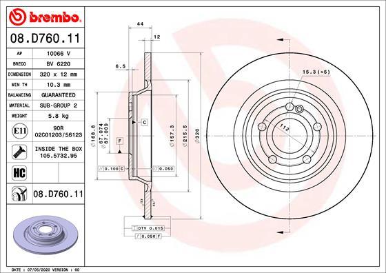 Brembo 08.D760.11 - Гальмівний диск autocars.com.ua