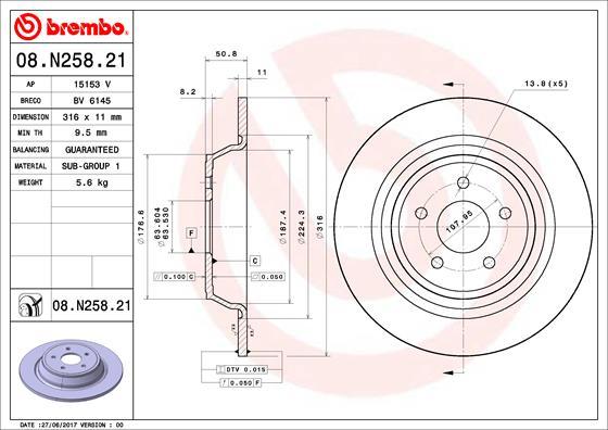 Brembo 08.N258.21 - Тормозной диск avtokuzovplus.com.ua