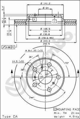 Brembo 09.3022.10 - Тормозной диск avtokuzovplus.com.ua