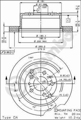Brembo 09.4254.10 - Гальмівний диск autocars.com.ua