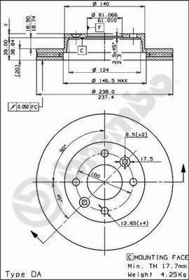 Brembo 09.4925.10 - Тормозной диск avtokuzovplus.com.ua