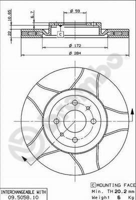 Brembo 09.5058.75 - Гальмівний диск autocars.com.ua