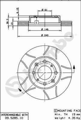 Brembo 09.5285.75 - Тормозной диск avtokuzovplus.com.ua