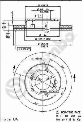 Brembo 09.5449.20 - Тормозной диск avtokuzovplus.com.ua