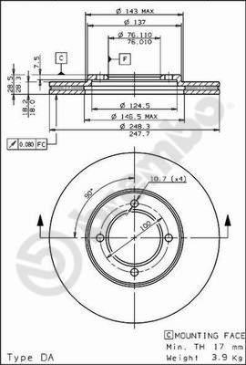 Brembo 09.5615.10 - Гальмівний диск autocars.com.ua