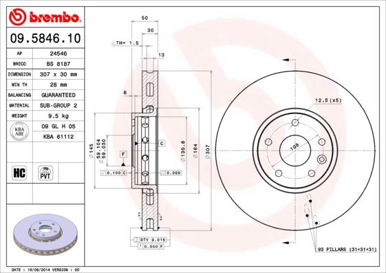 Brembo 09.5846.10 - Гальмівний диск autocars.com.ua