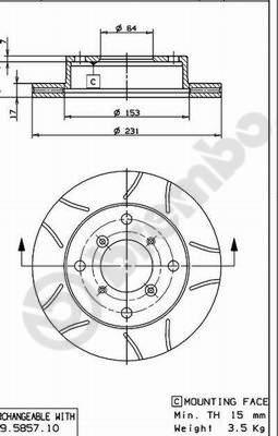 Brembo 09.5857.75 - Тормозной диск avtokuzovplus.com.ua