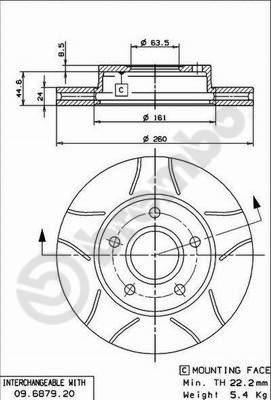 Brembo 09.6879.76 - Гальмівний диск autocars.com.ua