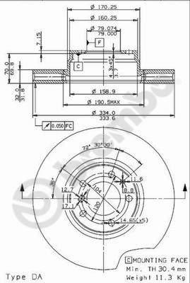 Brembo 09.6913.11 - Гальмівний диск autocars.com.ua