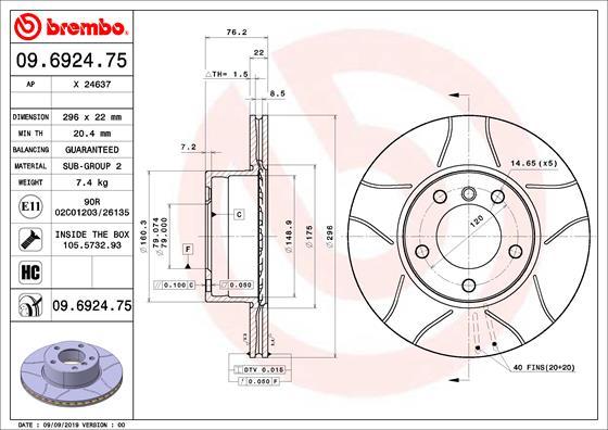 Brembo 09.6924.75 - 0 autocars.com.ua