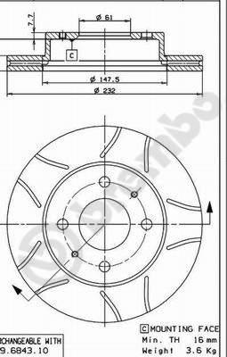 Brembo 09.6943.75 - Гальмівний диск autocars.com.ua