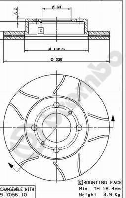 Brembo 09.7056.75 - Тормозной диск avtokuzovplus.com.ua