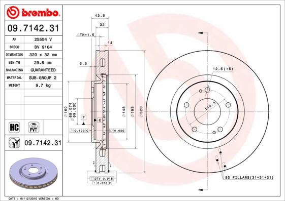 Brembo 09.7142.31 - Гальмівний диск autocars.com.ua