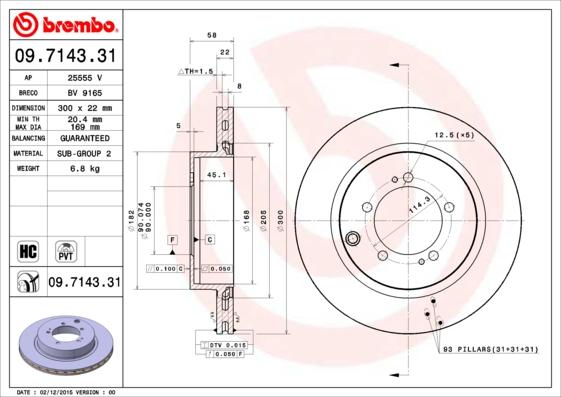 Brembo 09.7143.31 - Гальмівний диск autocars.com.ua