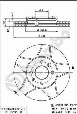 Brembo 09.7292.77 - Тормозной диск avtokuzovplus.com.ua