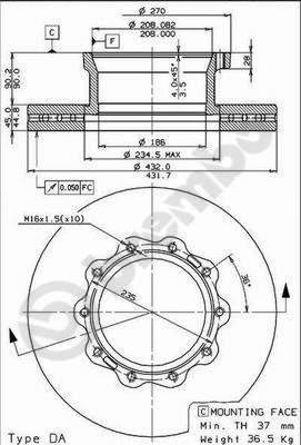 Brembo 09.7381.20 - Тормозной диск avtokuzovplus.com.ua