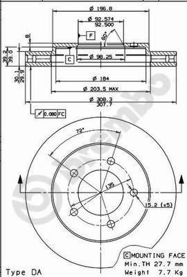 Brembo 09.7653.10 - Тормозной диск avtokuzovplus.com.ua