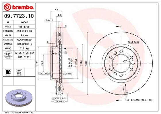 Brembo 09.7723.10 - Гальмівний диск autocars.com.ua