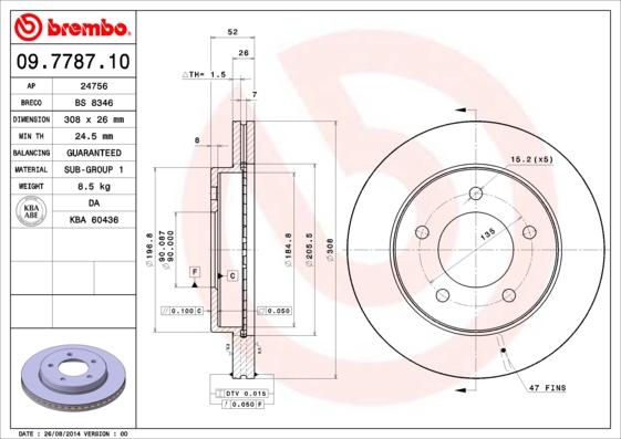 Brembo 09.7787.10 - Тормозной диск avtokuzovplus.com.ua