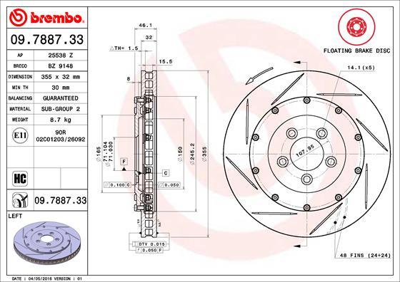 Brembo 09.7887.33 - Гальмівний диск autocars.com.ua