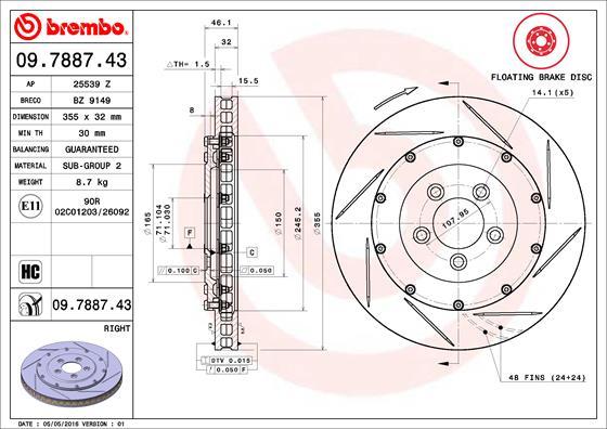 Brembo 09.7887.43 - Гальмівний диск autocars.com.ua