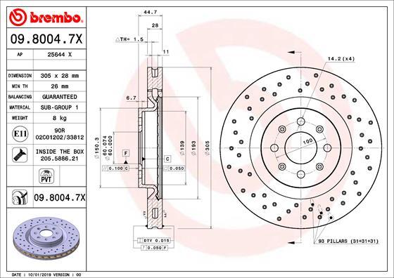 Brembo 09.8004.7X - Тормозной диск autodnr.net