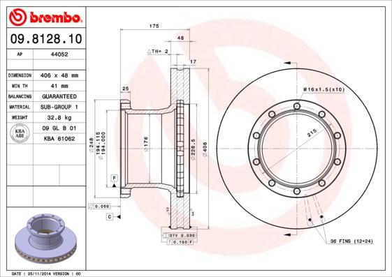 Brembo 09.8128.10 - Тормозной диск autodnr.net