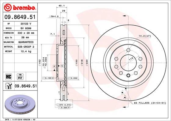 Brembo 09.8649.51 - Тормозной диск avtokuzovplus.com.ua