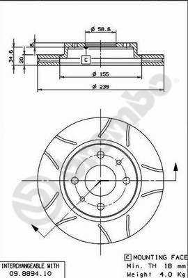 Brembo 09.8894.75 - Гальмівний диск autocars.com.ua