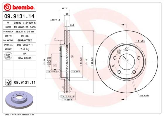 Brembo 09.9131.11 - Гальмівний диск autocars.com.ua