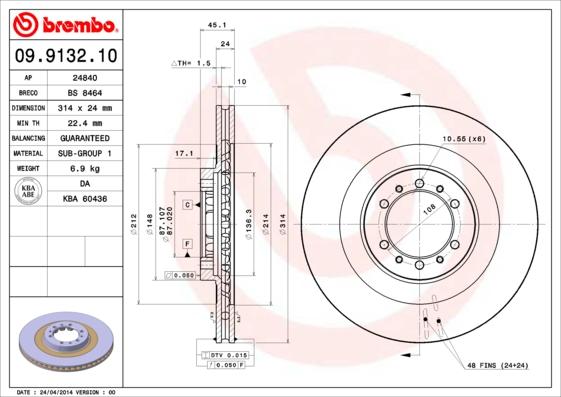 Brembo 09.9132.10 - Тормозной диск avtokuzovplus.com.ua