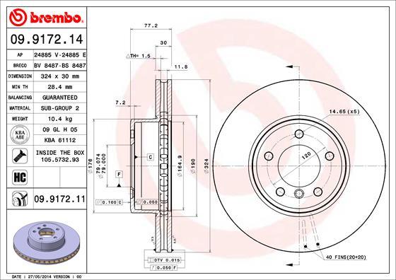 Brembo 09.9172.11 - Тормозной диск autodnr.net