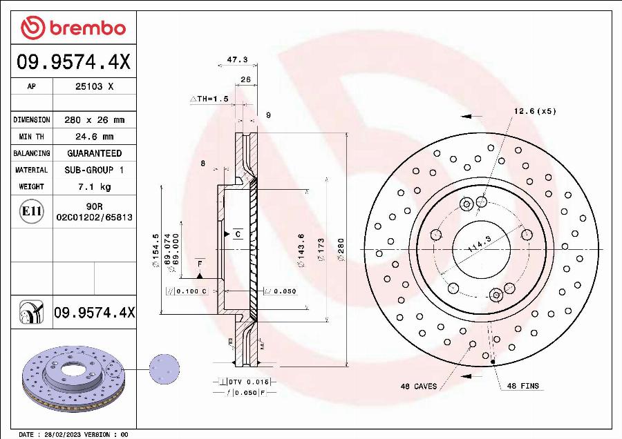 Brembo 09.9574.4X - Тормозной диск autodnr.net