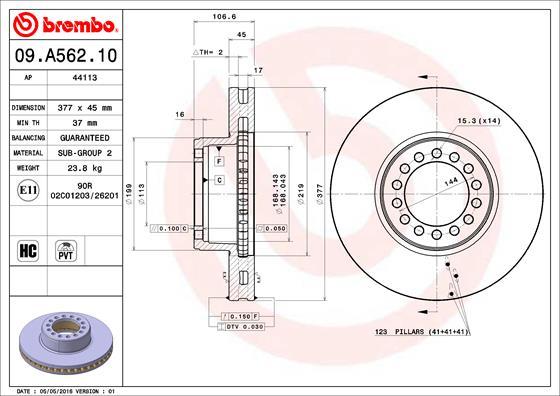 Brembo 09.A562.10 - Тормозной диск avtokuzovplus.com.ua