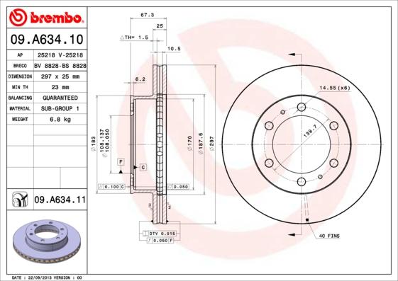 Brembo 09.A634.10 - Тормозной диск autodnr.net