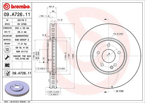 Brembo 09.A726.11 - Гальмівний диск autocars.com.ua