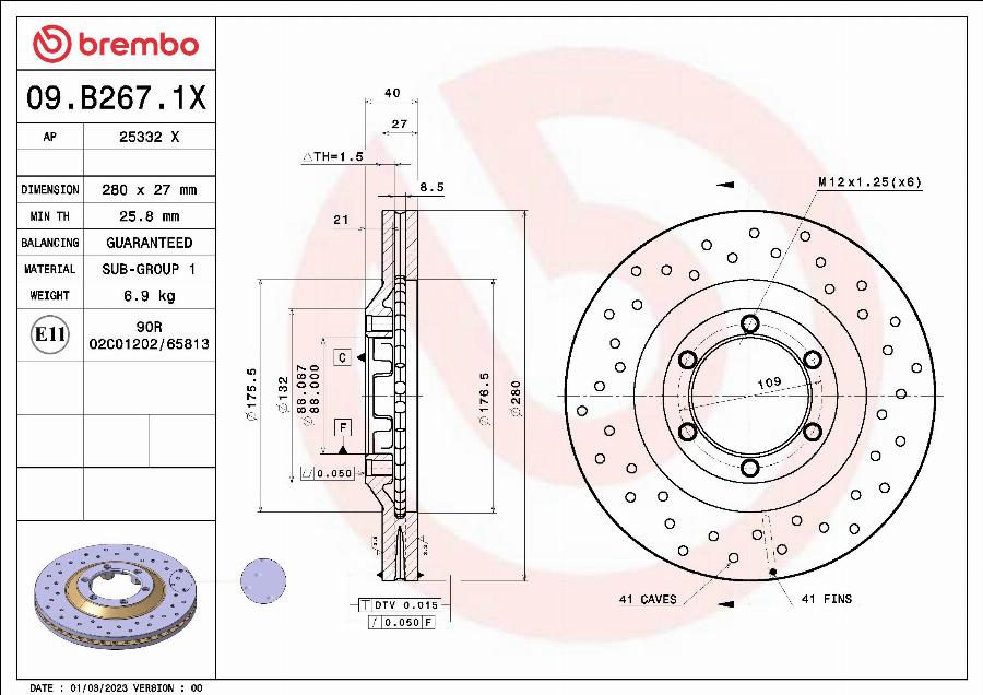 Brembo 09.B267.1X - Тормозной диск avtokuzovplus.com.ua