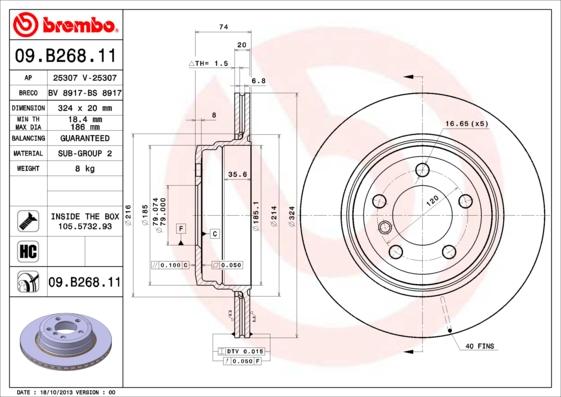 Brembo 09.B268.11 - Тормозной диск avtokuzovplus.com.ua