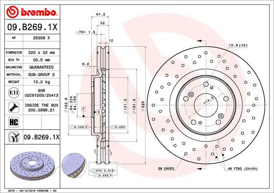 Brembo 09.B269.1X - Тормозной диск avtokuzovplus.com.ua