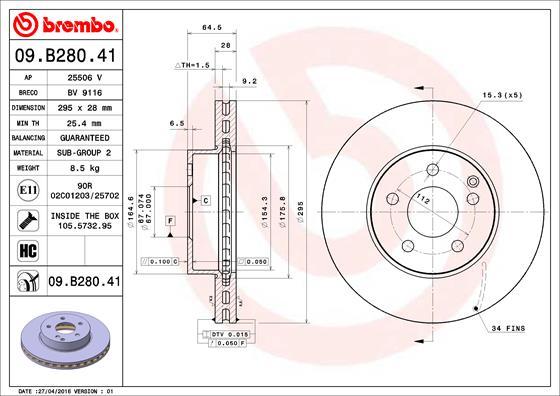 Brembo 09.B280.41 - 0 autocars.com.ua