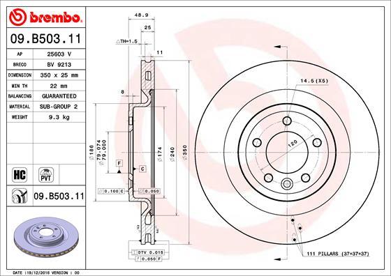 Brembo 09.B503.11 - Тормозной диск avtokuzovplus.com.ua