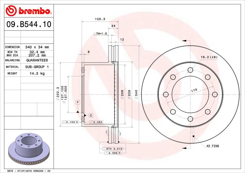 Brembo 09.B544.10 - Тормозной диск avtokuzovplus.com.ua