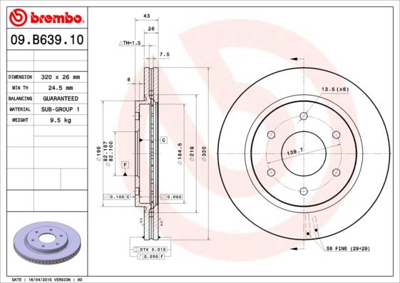 Brembo 09.B639.10 - Тормозной диск avtokuzovplus.com.ua