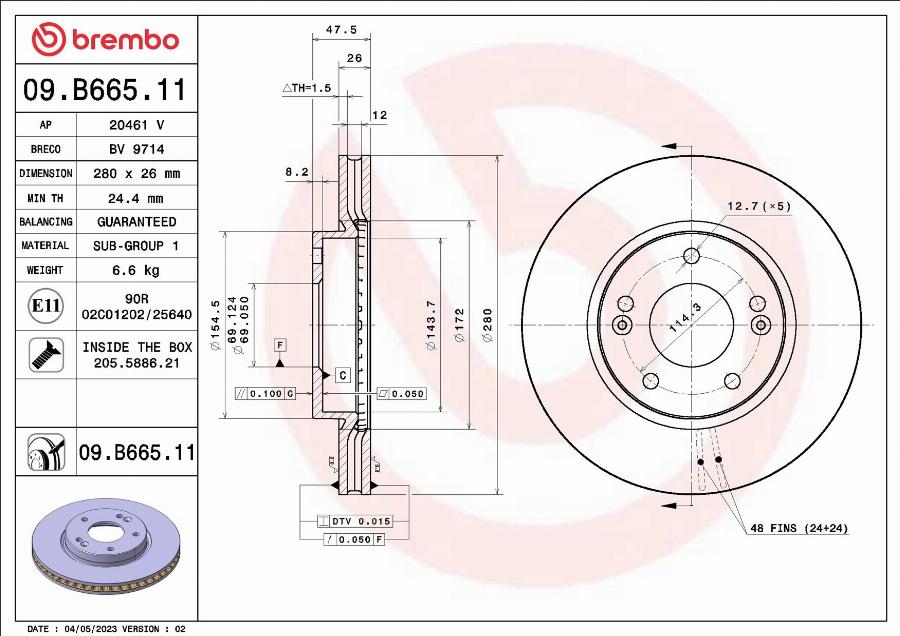 Brembo 09.B665.11 - Тормозной диск autodnr.net