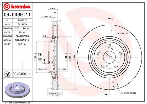Brembo 09.C499.11 - Тормозной диск autodnr.net