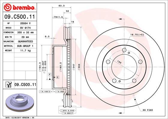 Brembo 09.C500.11 - Тормозной диск avtokuzovplus.com.ua