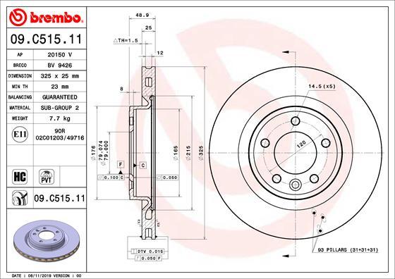 Brembo 09.C515.11 - Тормозной диск avtokuzovplus.com.ua