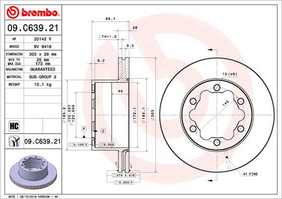 Brembo 09.C639.21 - Тормозной диск avtokuzovplus.com.ua