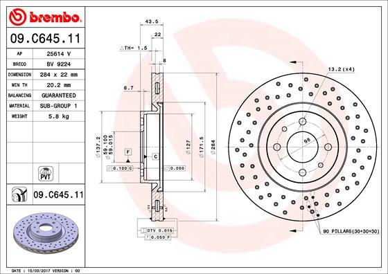 Brembo 09.C645.11 - Тормозной диск avtokuzovplus.com.ua