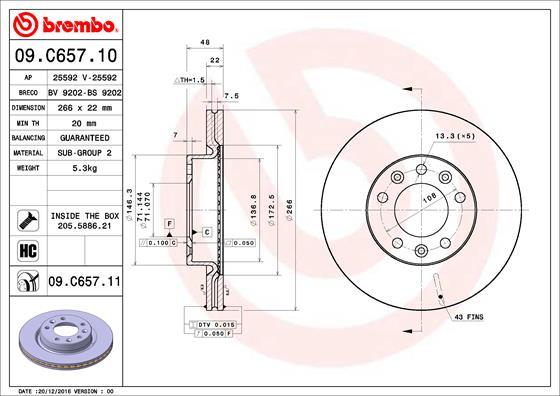 Brembo 09.C657.11 - Гальмівний диск autocars.com.ua